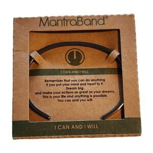 MantraBand "I can and I will" Cuff Bracelet in Moon Gray New in Box